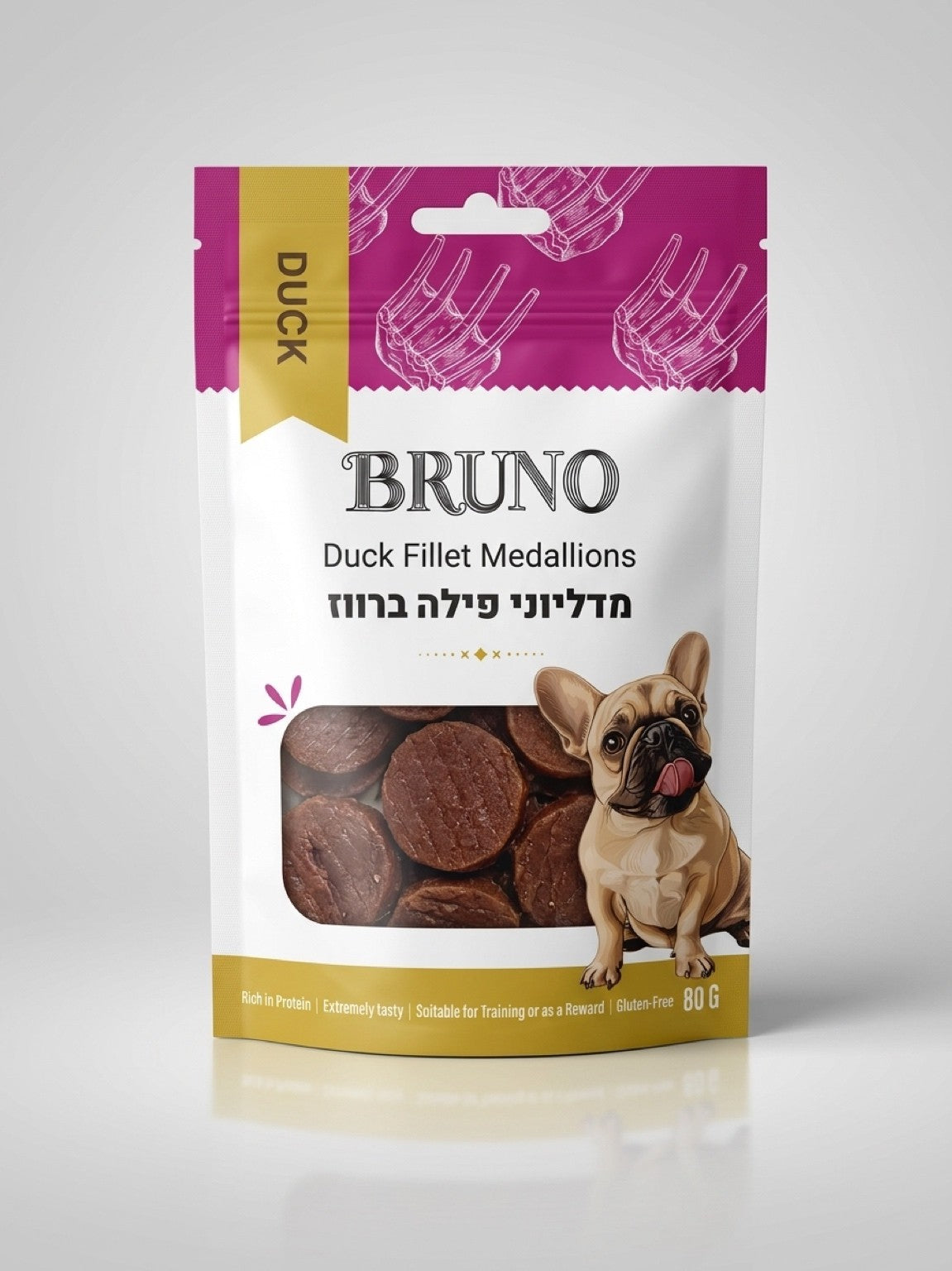 חטיף כלבים - מדליוני פילה ברווז מבית BRUNO-ברונו