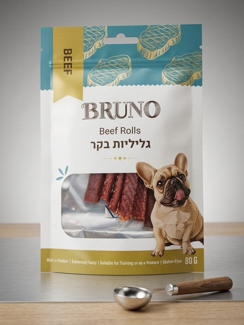 חטיף כלבים - גליליות בקר מבית BRUNO-ברונו