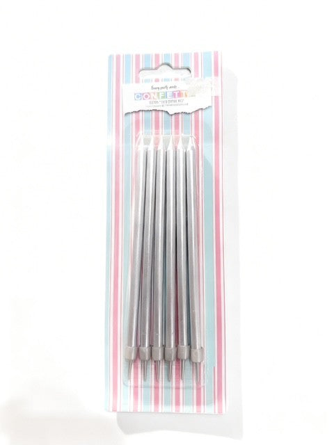 נרות ארוכים כסף מבריק 6