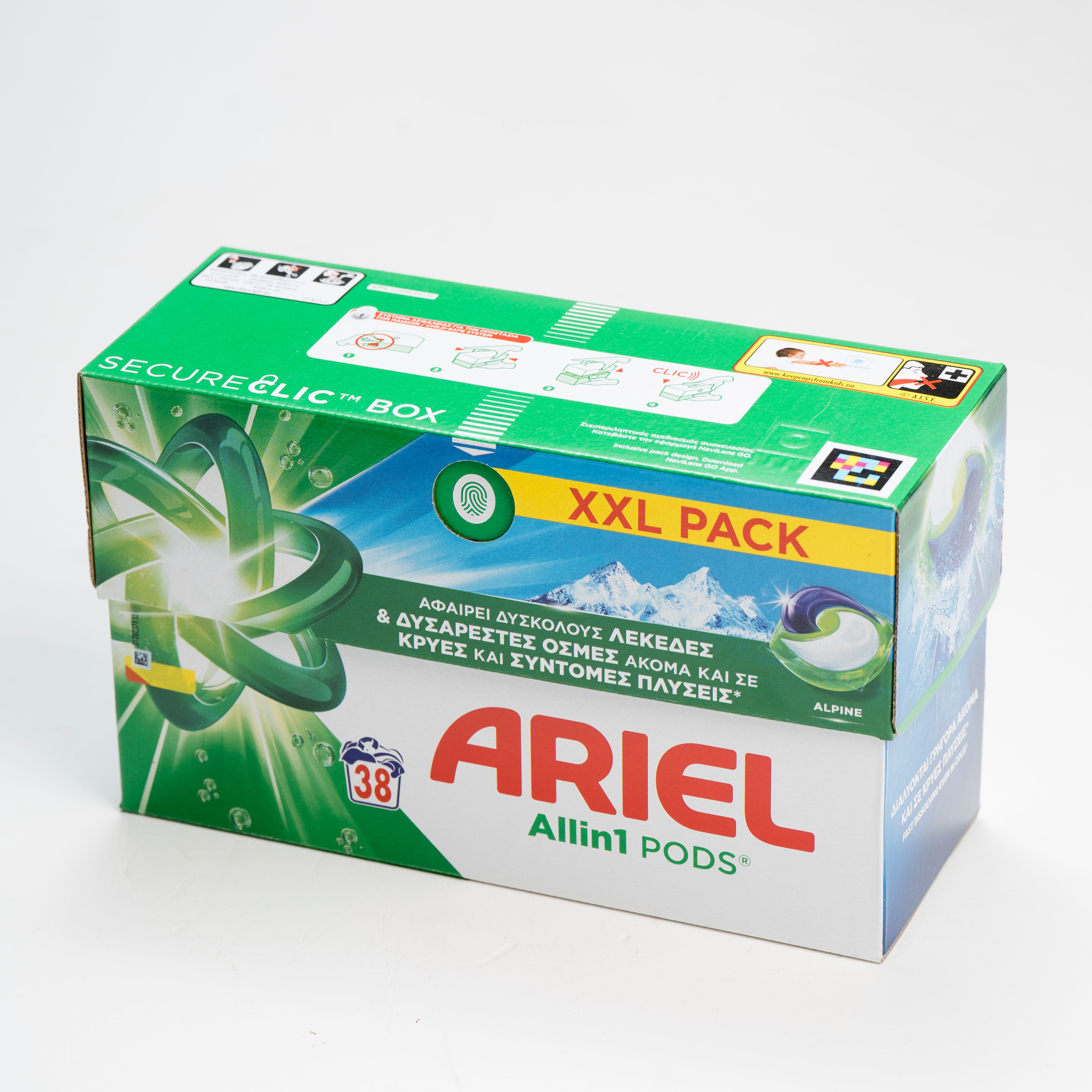 קפסולות ג'ל לכביסה אריאל אלפין 38 יח'