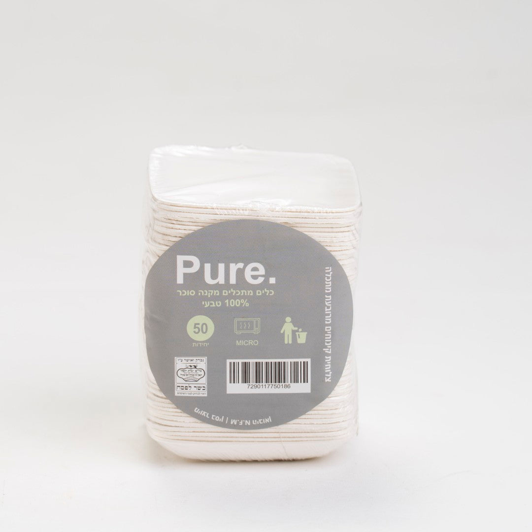 צלוחית קינוחים מרובעת שטוחה 50 יח'- מתכלה