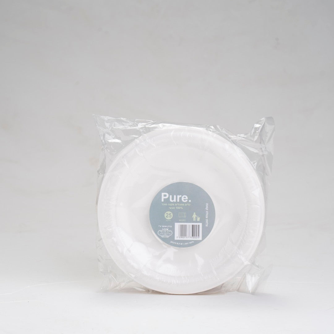 צלחת עגולה קטנה 25 יח'- מתכלה