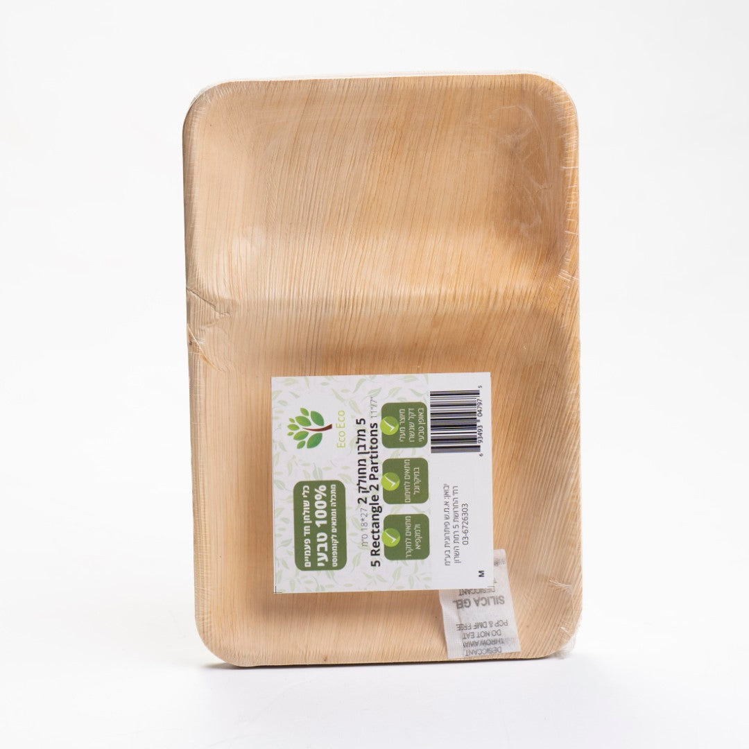 מגש מלבן \ מחולק 5 יח'- מתכלה