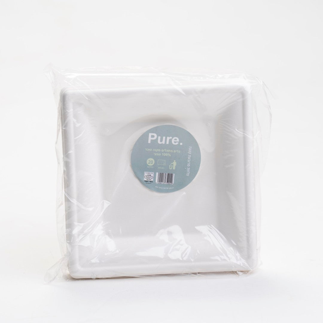 צלחת מרובעת קטנה 20 יח'- מתכלה