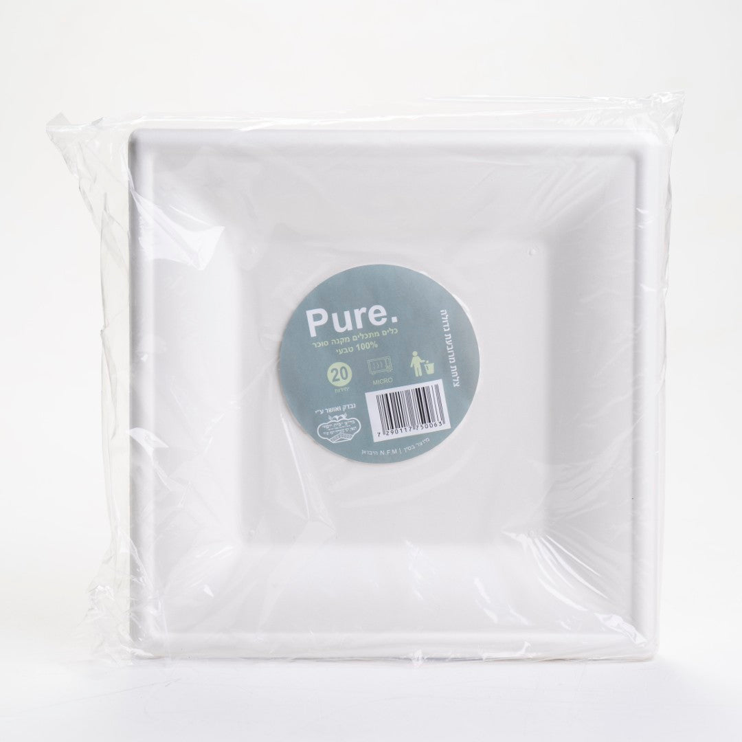 צלחת מרובעת גדולה 20 יח'- מתכלה