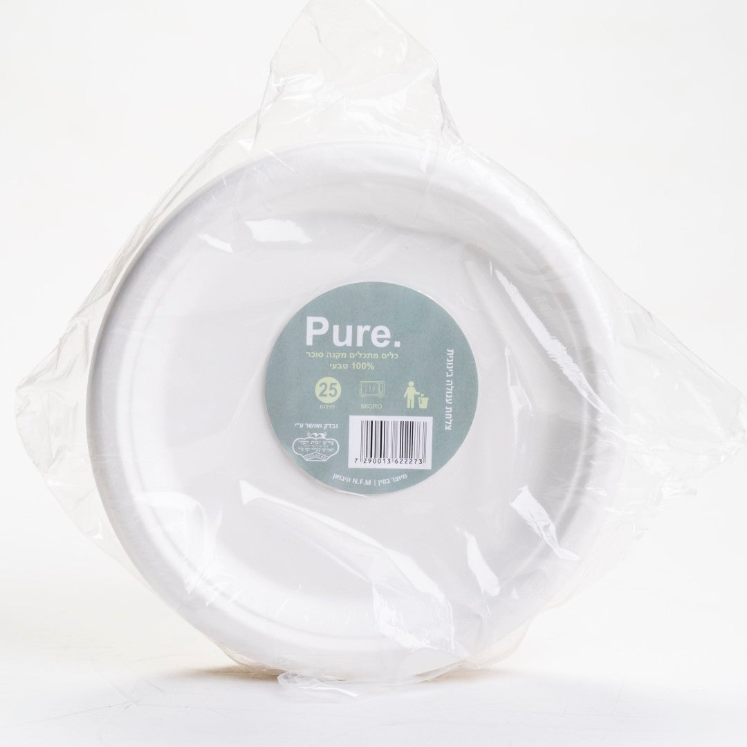 צלחת עגולה בינונית 25 יח'- מתכלה