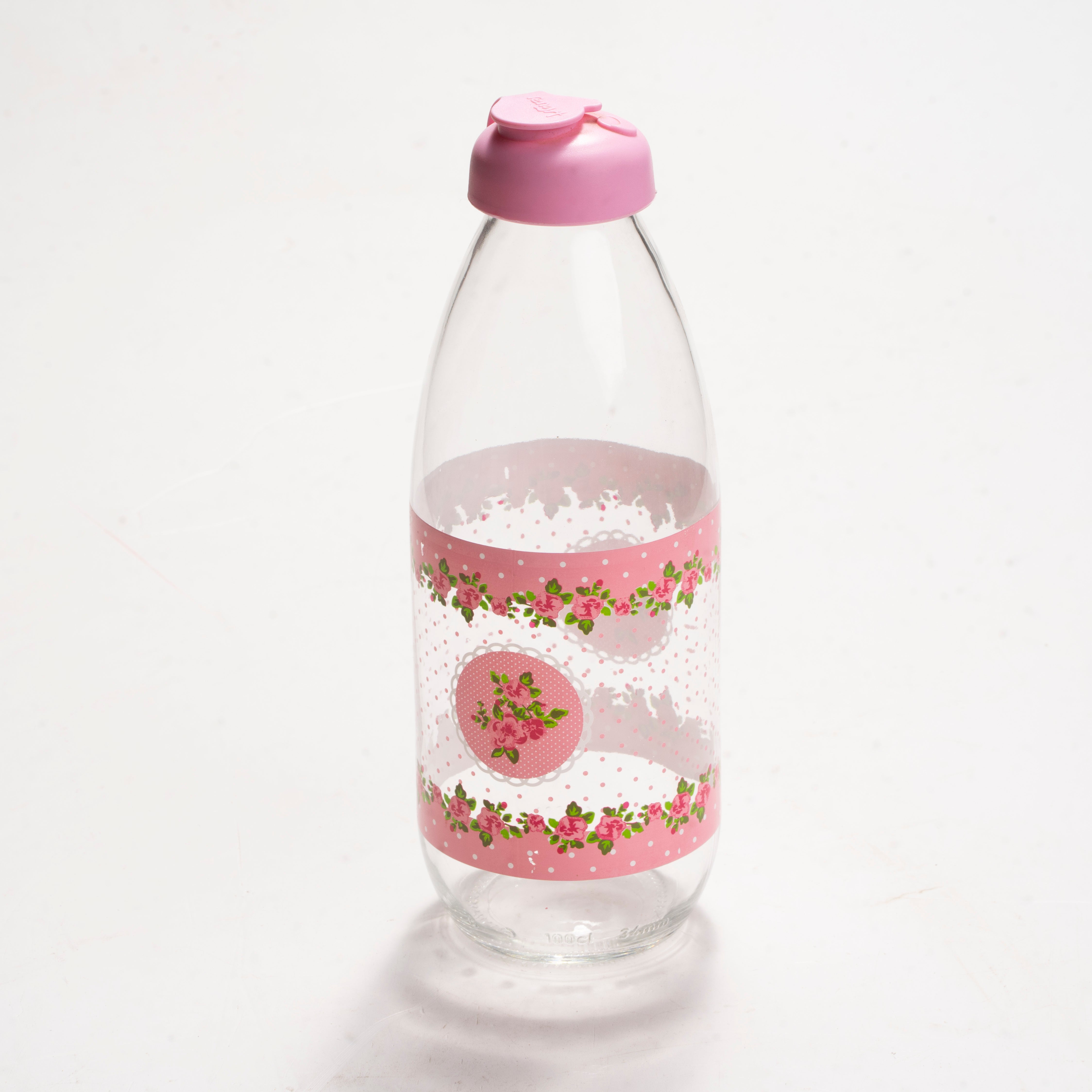 בקבוק זכוכית מעוטר - 1 ליטר