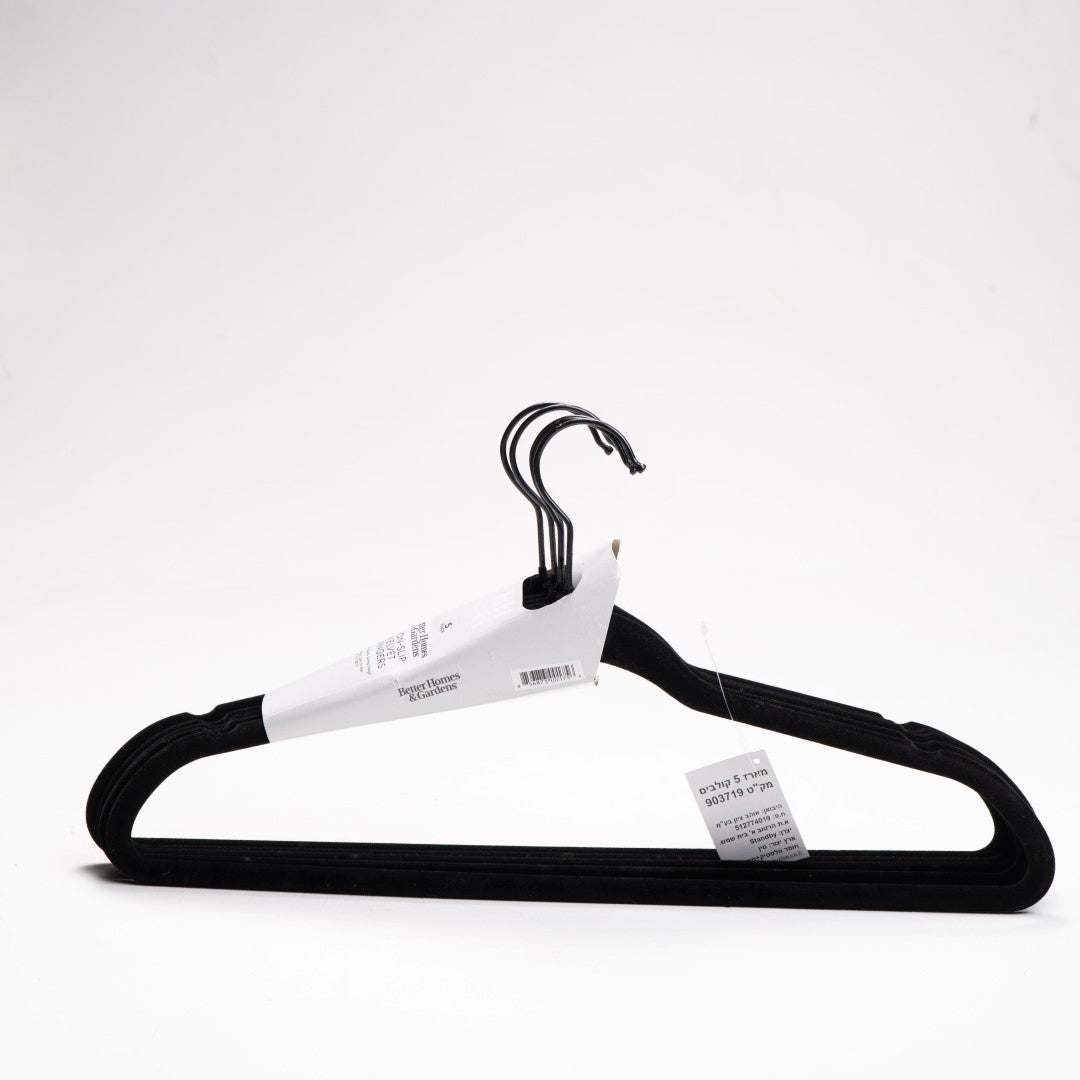 מארז 5 קולבי קטיפה שחור