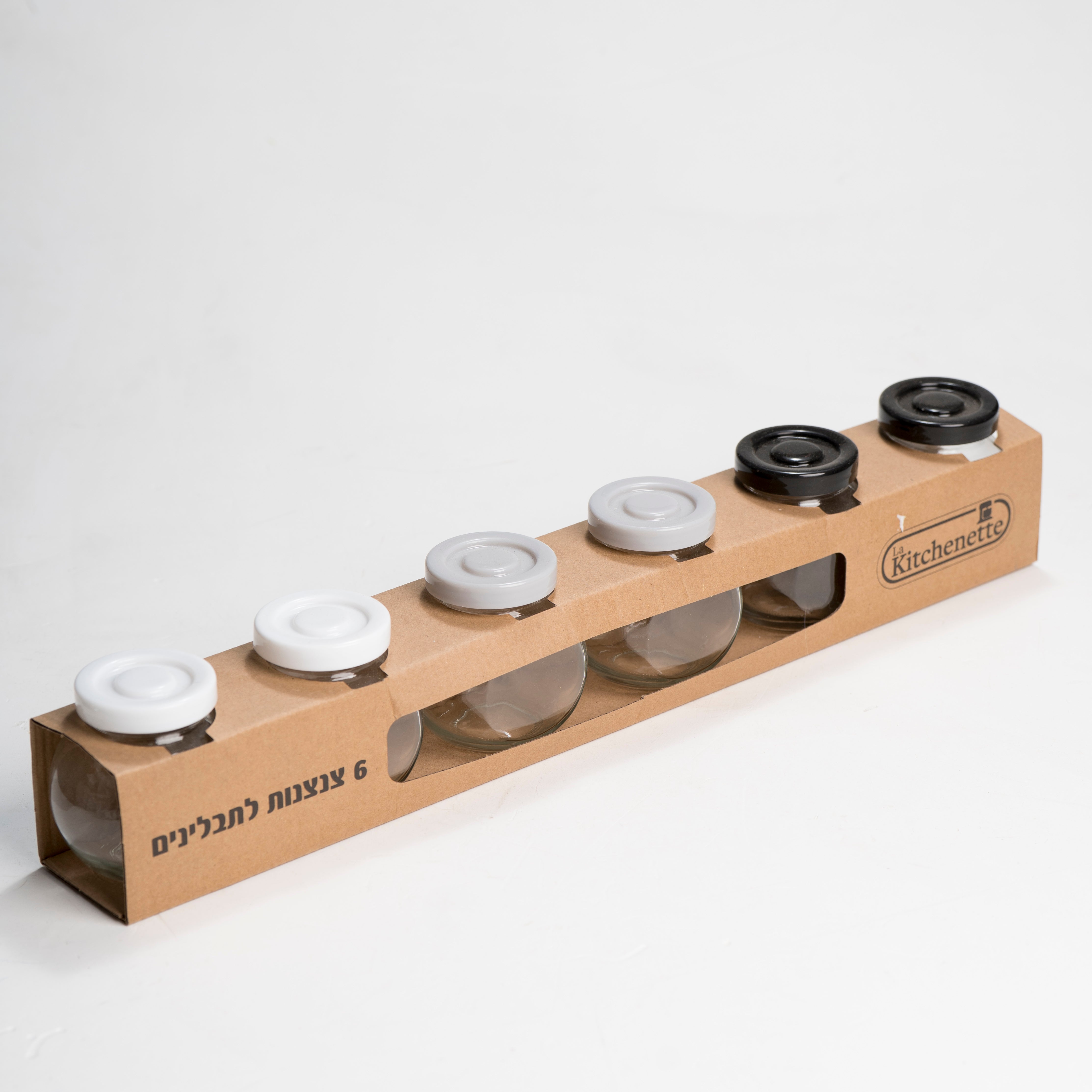 סט צנצנות זכוכית לתבלינים 6 יח'