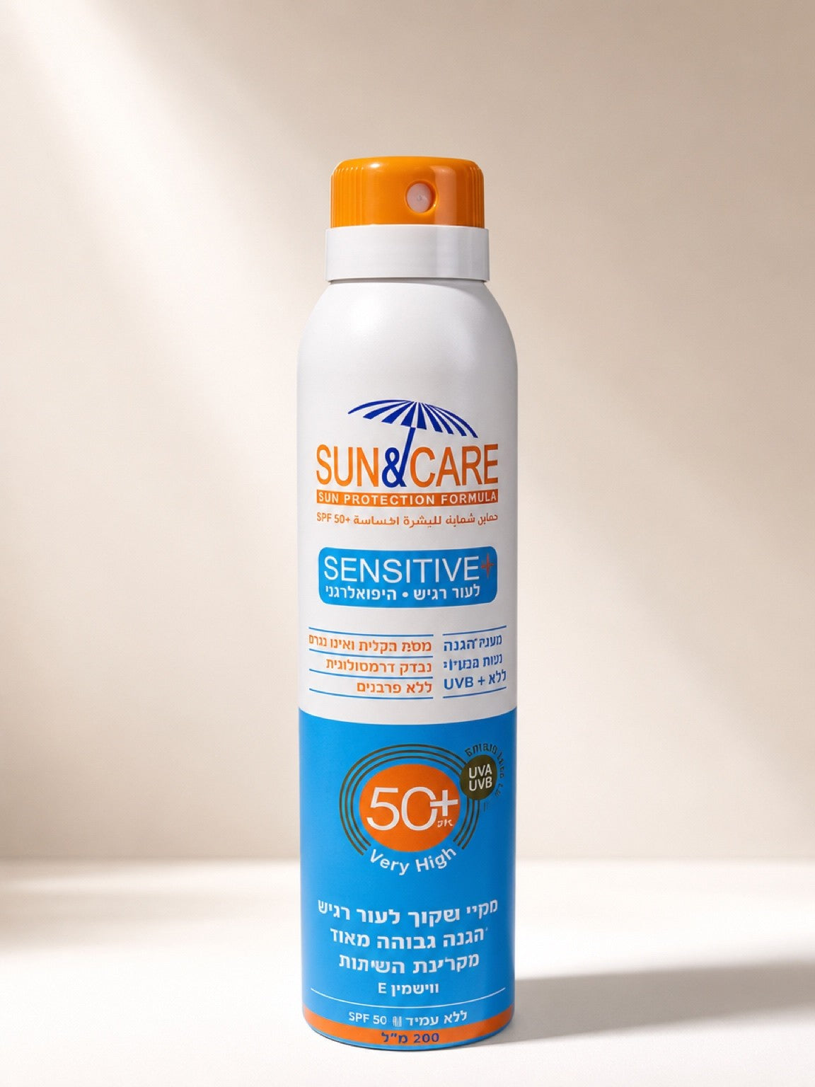 ספריי הגנה שקוף סנסיטיב למבוגרים 50 SPF